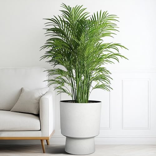 Autodaya 16.75" Urn-Style Planters Set of 2, White Terrazzo Pedestal - Image 5