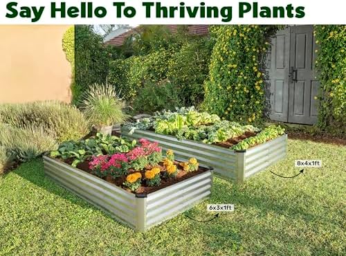 Plant & Plot Galvanized Raised Garden Beds Outdoor // 6×3×1 ft Planter Raised Beds for Gardening, Vegetables, Flowers // Large Metal Garden Box (Silver) // Patented Tool-Free Design - Image 4