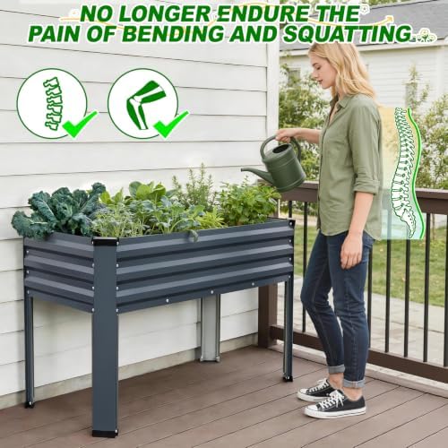 Galvanized Raised Garden Bed with Legs 2Pack,48x24x32in Elevated Garden Bed - Image 3