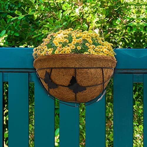 Palm Naki 14" Metal Wall Hanging Planter Basket with Coco Coir Liner - Set of 4 - Image 2