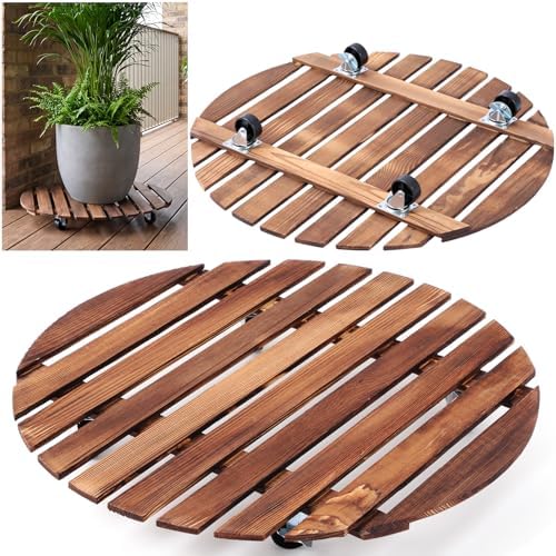Novabright 1 Wooden Plant Caddy with Wheels, 20 Inch Rolling Stand by Unknown
