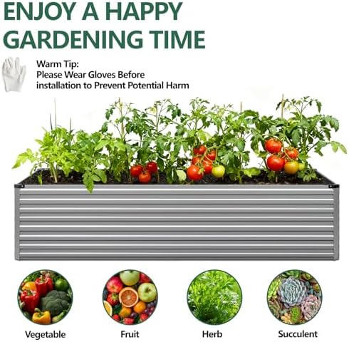 Vengarus 12x4x2ft Galvanized Raised Garden Bed,Metal Raised Beds Kit Silver - Image 6
