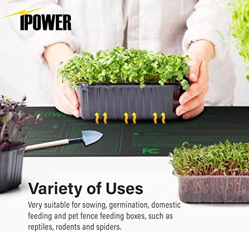 iPower 48” x 20.75” Seeding Heat Mat Upgraded Carbon Film Indoor Warm Hydroponic Plant Germination Starting Pad Durable Waterproof, 48" x 20.75", Black - Image 2