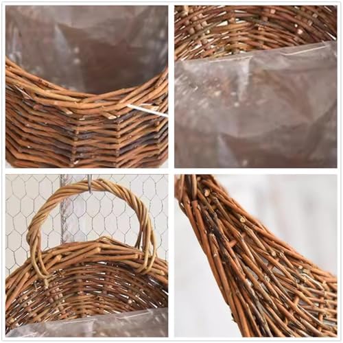 Wall Hanging Flower Basket, Woven Wicker Hanging Basket for Plant, Medium - Image 2
