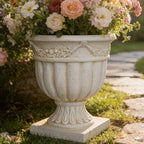 Vintage Grapevine Carved Outdoor Planters Patio Urn White Flower Urn Resin - Image 4