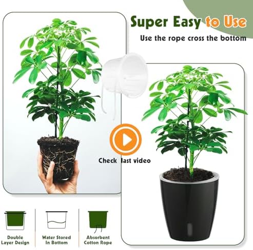Self-Watering Pots for Indoor Plants, 16-Pack Self Watering Planter with Drainage Holes, Small African Violet Pots with Water Indicator, 10-Pack 5''/6-Pack 6.7'' Orchid Pot, Black - Image 6