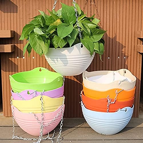 Liudan Hanging Basket Hanging Flower Pot with Plastic Chain Wall Mounted Plant Basket Planters for Home Garden Indoor Outdoor Balcony Hanging Plant Pots (Color : Yellow) - Image 4