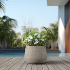 Kante Accent Round Curved Weathered Concrete Planter 17.3" Dia, Outdoor - Image 6