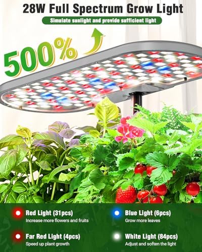 Growell Hydroponics Growing System Kit, 16 Pods Indoor Garden with 28W Full Spectrum LED Grow Light, Auto Timer, 3 Smart Light Modes, 8L Large Herb Garden, Ideal Gardening Gift for Women, Men (Gray) - Image 2