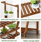 Hanging Rod Plant Stand 3 Tier Flower Ladder Rack Free Standing Shelf Storage Display Holder, Indoor Outdoor Garden Patio Planter Stand Bamboo, Brown (Size : 70x33x124cm) - Image 2
