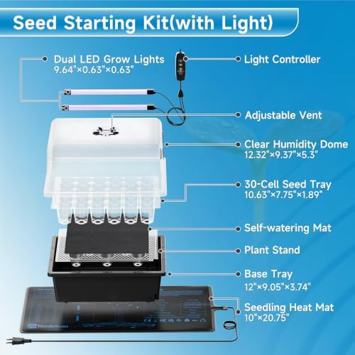 Hon&Guan 30-Cell Seed Starting Kit with Heat Mat and LED Grow Lights - Image 2