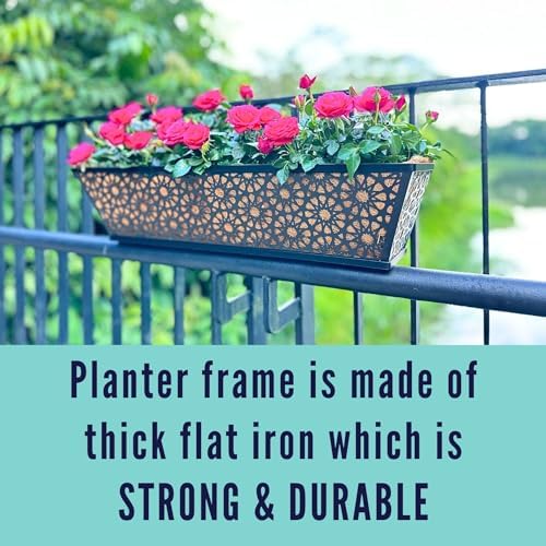 LaLaGreen Long Wall Planter (24 in, 4 Pack) Black Coco Liner Window Box - Image 4