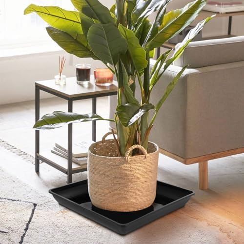 Abaodam 2 Pack Square Plant Saucer 13.77 inch Plant Tray for Potted Plants Plastic Planter Drip Trays for Indoor Outdoor Use Water Catcher to Keep Floors Clean - Image 4