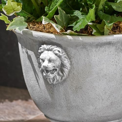 Merax MGO 13'' Tall Garden Urn Planter with Drainage Hole, Handmade Lightweight Urn for Flowers, Herbs & Succulents, Indoor & Outdoor Decorative Pot, Antique White - Image 5