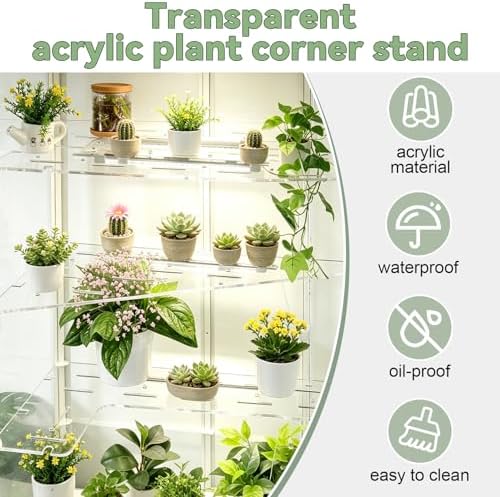 3 Pack Acrylic Shelves for Tall Greenhouse Cabinet, 8mm Thick, Clear Plant Shelves, Corner Plant Display Shelves, Compatible with Tall IKEA Milsbo Glass Cabinet, 10 lbs Capacity - Image 3