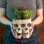 Kobi & Knight Skull Planter Pot for Indoor Plants - Skull Flower Pot in Gift Box - Gothic Planter Pot for Succulents, Brain Cactus Plants - Double Skull Planters for Halloween, Goth Home Decor - Image 3