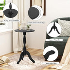 HLR Round Small End Table Set of 2, Wooden Pedestal Side Tables, Black - Image 6