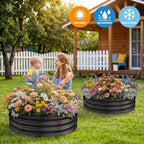 Land Guard Galvanized Raised Garden Bed, Planter Raised Garden Beds Outdoor, Round Clearance Raised Garden Beds for Gardening Vegetables 4x4x1ft (Gray)…… - Image 4
