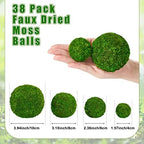 Amyhill 38 Pcs Decorative Faux Moss Balls for Centerpiece Artificial Green Plant Mossy Globes Dried Moss Balls Bowl Filler for Vase Wedding Spring Home Garden Decor Chinoiserie Party Display - Image 2