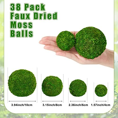 Amyhill 38 Pcs Decorative Faux Moss Balls for Centerpiece Artificial Green Plant Mossy Globes Dried Moss Balls Bowl Filler for Vase Wedding Spring Home Garden Decor Chinoiserie Party Display - Image 2