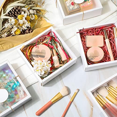 Roowest 50 Sets Gift Boxes Kraft with Tags, 6.5 x 6.5 x 2 Inch, White - Image 6
