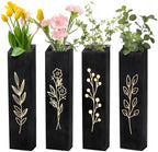 peacoblue Wood Wall Planter, 4 Pack Indoor Pocket Wall Vases Decor for Boho Farmhouse Living Room Bedroom Dried Flowers Faux Greenery Plants Black by PEACOBLUE