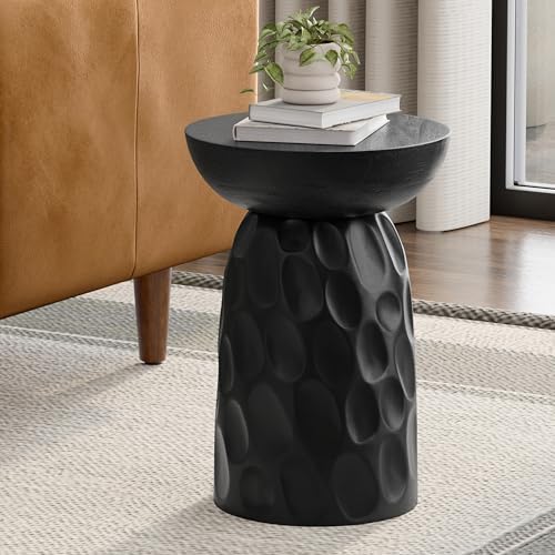 SIMPLIHOME Boyd 13" Wide Solid Wood Round End Table in Black - Image 2