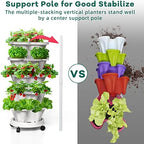 Strawberry Vertical Planters Tower Garden 3 Pack, 7 Tiered Stacking Herb Vegetable Planter with Support Pole Indoor and Outdoor - Black - Image 5
