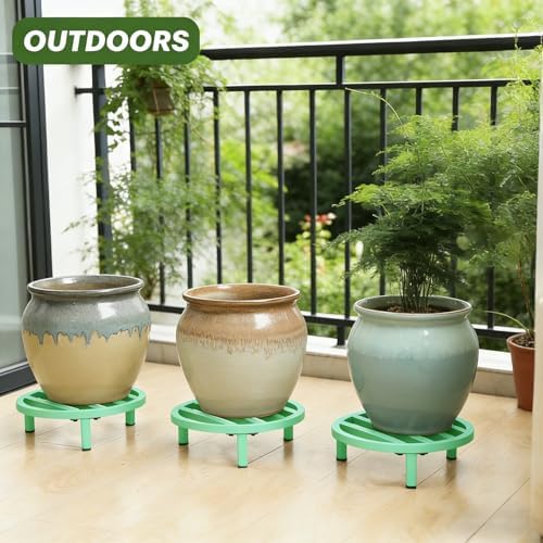3 Pack 12 Inch Metal Plant Stands Outdoor Indoor Riser,Mint Green - Image 6