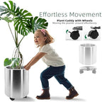 Longrun Stainless Steel Round Flower Pot - 9.8 & 11.8 inch Modern Garden Planter for Indoor & Outdoor Decor Two Packs - Image 5