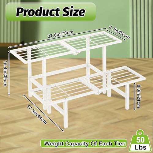 Metal Plant Stand Indoor Outdoor, 2 Tier 1 Pack Flower Stand,White - Image 3