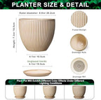 8 Inch Pots for Plants, Ceramic Planter with Saucer, Beige - Image 2