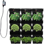 Self-Watering Wall-Mounted Planter, 18 Pots Wall Mounted Plastic Plant Grow Pot Vertical Garden Planter with Intelligent Control & Adjustable Irrigation System for Indoor Outdoor (Black, 18 Pots) by GoodLucky