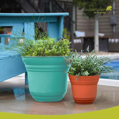 Headwind Traverse Planters – 14" 2 Pack Plastic Plant Pot in Surf Light Blue - Indoor & Outdoor Pots for Plants with Drainage - Decorative Plant Pot, Flower Pots Outdoor for Garden by Robert Allen - Image 5