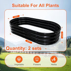 Rakukiri Raised Garden Bed Outdoor, GRS Certified Recycled Metal Planter Box 2 Sets, 4FT Galvanized Oval Herb Garden Kit, Bottomless Large Garden Beds for Vegetables Flowers, Rust-Resistant Black - Image 3