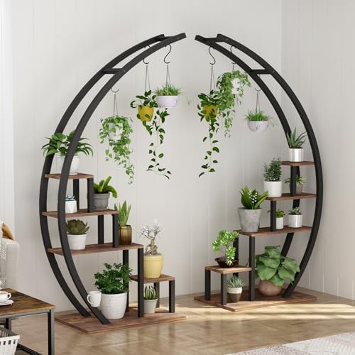 GarveeLife Plant Stand Indoor 5 Tier, Metal Half Moon Plant Shelf 2 Pack by GarveeLife