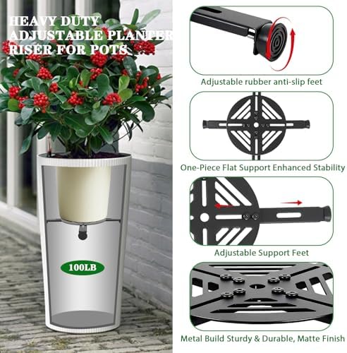 Adjustable Heavy Duty Metal Plant Risers , Fit Round Square Tapered Pots - Image 3