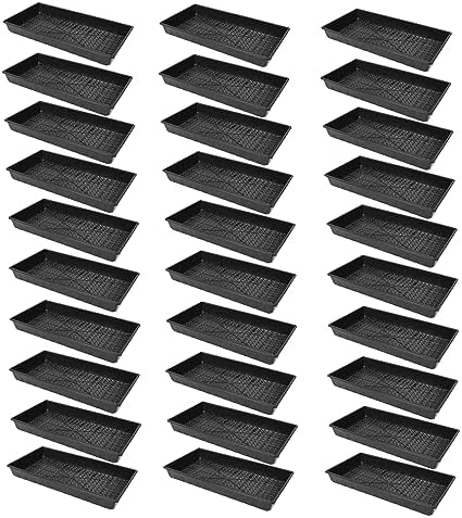 SUNPACK 10" x 20" Heavy Duty Mesh Plastic Seed Starting Tray, Black, 2.3" (Pack of 30) - Ensures Water Drainage and Aeration, Perfect for Greenhouses or Indoor Gardening by SUNPACK
