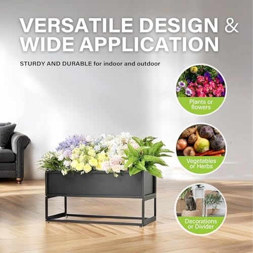 Cocoyard Elevated Planter Box, Black, 28.75" L x 12.25" W x 14" H - Image 5