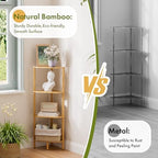 Corner Shelf Stand, 4 Tier Bamboo Corner Organizer, Narrow Tall Bookcase, Corner Shower Caddy, Plant Display Shelf, Open Storage Shelves for Living Room, Kitchen, Office, Balcony, Bathroom - Image 6