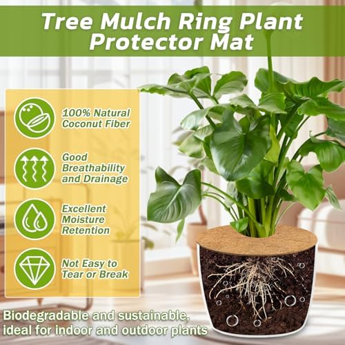 Legigo 20 Pack Coconut Fiber Mulch Ring Tree Plant Protector Mat, 11.8 Inch - Image 3