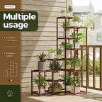 Bamworld 55“ Tall Plant Stand Indoor Outdoor Corner Plant Shelves Wood - Image 3