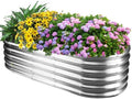 17" Tall Oval-Shaped / Elliptic Metal Raised Garden Bed Outdoor Silver by YSEJOMP