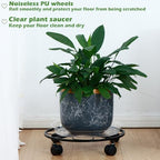 5 Packs 13.5 inches Large Metal Plant Caddy with Wheels Round Planter Dolly Pot Mover Rollers Wrought Iron Rolling Plant Stands Indoor Outdoor Wheeled Plant Holder Coaster Trolley, Black - Image 4