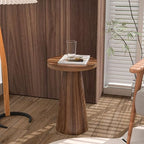 Small Round Pedestal Side Table, Wooden End Table for Living Room, Fluted Drink Table for Small Space, Modern Plant Stand Accent Table for Sofa Couch, 13.6 inch (Walnut) - Image 5