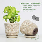 Gepege Ceramic Plant Pots, 6 Inch Indoor Planters with Drainage & Saucers - Image 3