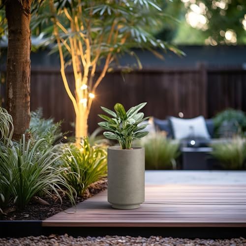 Kante Small Round Tapered Weathered Concrete Planter 15.7" Tall, Outdoor - Image 5