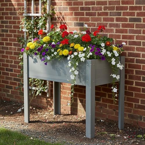 Planter Raised Garden Bed with Legs, Elevated Garden Beds Outdoor, Raised Flower Beds Outdoor, Elevated Planter Box, Vegetable Garden Bed (Grey, 40 * 20 * 31) - Image 6