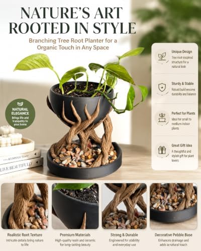 Modern Organic Branching Tree Root Planter for Desktop Plant Decoration - Image 5
