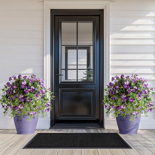 Artificial Flowers Artificial Petunias for Outdoors 2PCS Artificial Hanging Plants Outdoors Silk Flowers with Stems Outdoor Flowers Uv Resistant for Porch Decor Terrace Decor（Purple with Pot） - Image 4